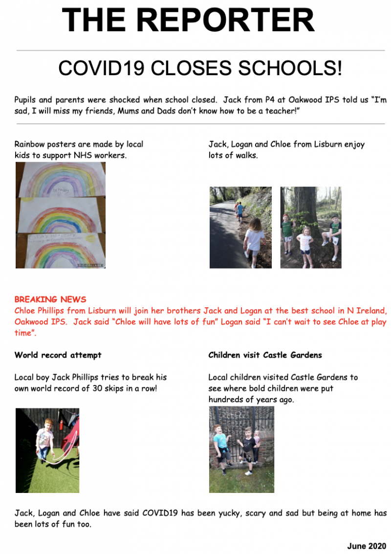 Oakwood Integrated Primary School - P4 Lockdown Newspaper Report